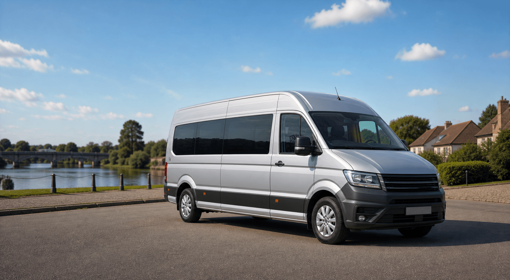 Modern self-drive minibus ready for group travel from Newark