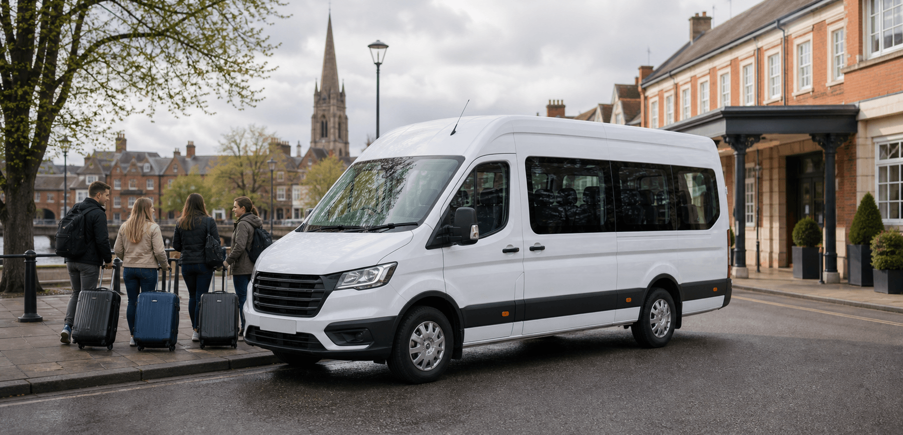 Modern self-drive minibus ready for group travel from Newark