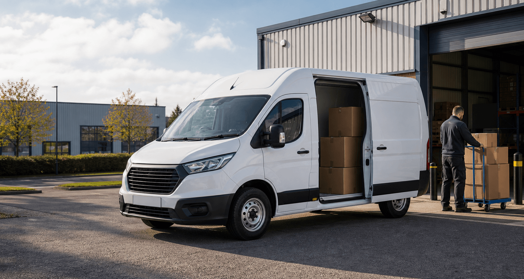 Modern self-drive rental van ready for loading in Newark